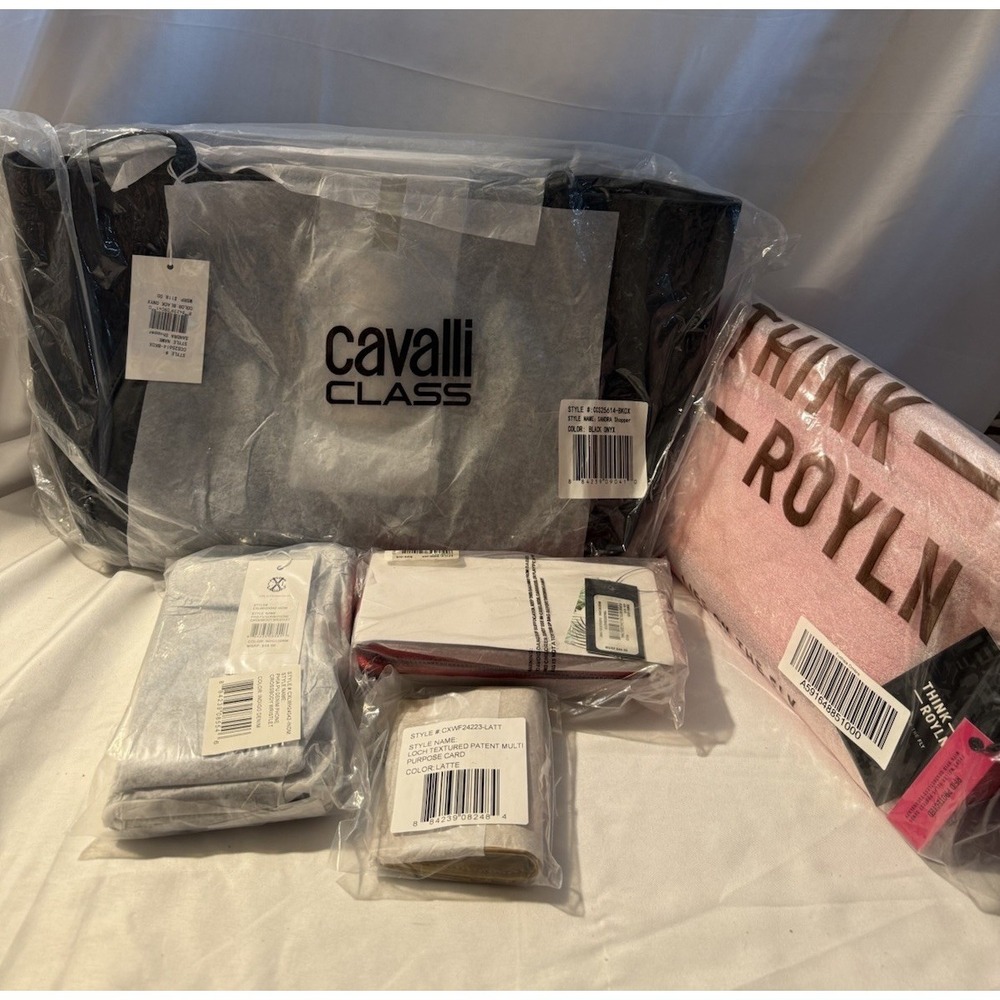 NWT Designer Purse Lot 5 Cavalli Class Think Royln CXL Badgley Mischka Handbags